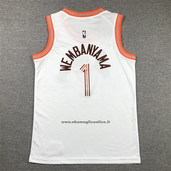 Maglia Bambino San Antonio Spurs Victor Wembanyama #1 Citta 2023-24 Bianco